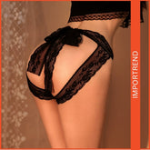 Lace Open-Crotch Plus Size Bow-Tie Lingerie